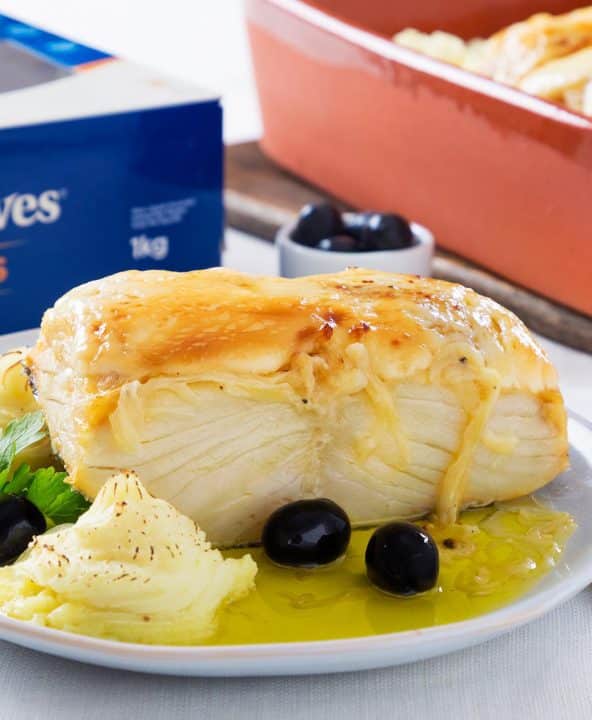 Lombo de Bacalhau com Cebolas Caramelizadas
